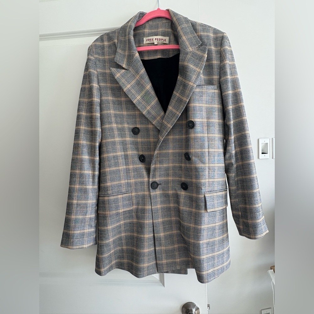 Free People Ashby Plaid Oversized Blazer in Size Large